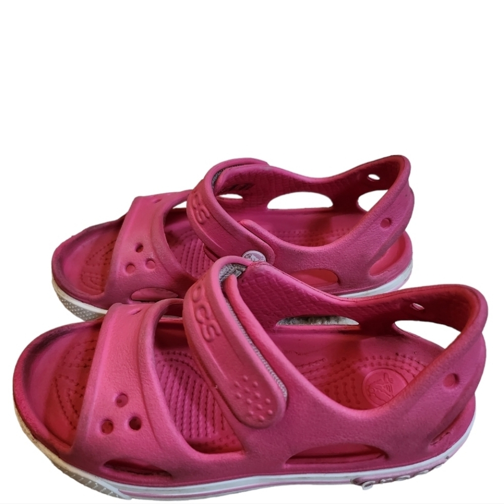 Girls CROCS Size C 12. Pink Adjustable straps. Very Cute